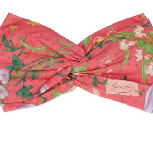 GUCCI-FLORA PRINT SILK HEADBAND-Fuchsia -NWT - Picture 3 of 5